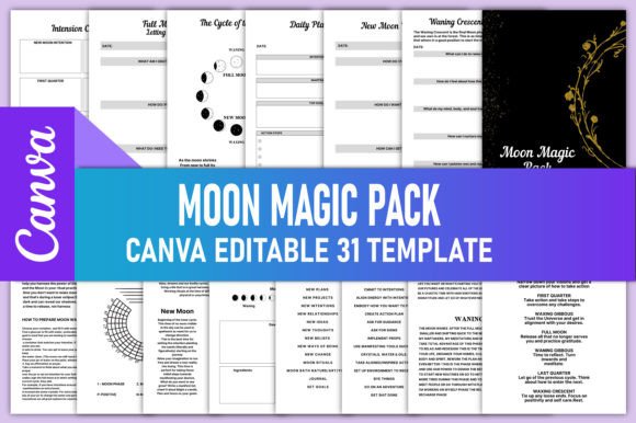Harnessing Lunar Cycles: The Editable Moon Magic Pack for Canva and KDP